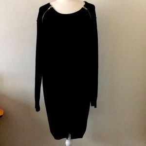 French Connection M Sweater Dress Black Shift Long Sleeve Cozy Soft Tunic